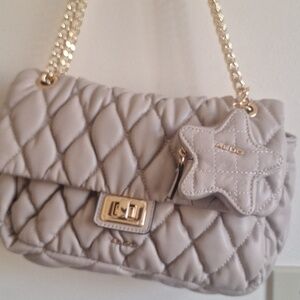 Aldo Quilted Cream Shoulder Bag with Matching Coin Purse